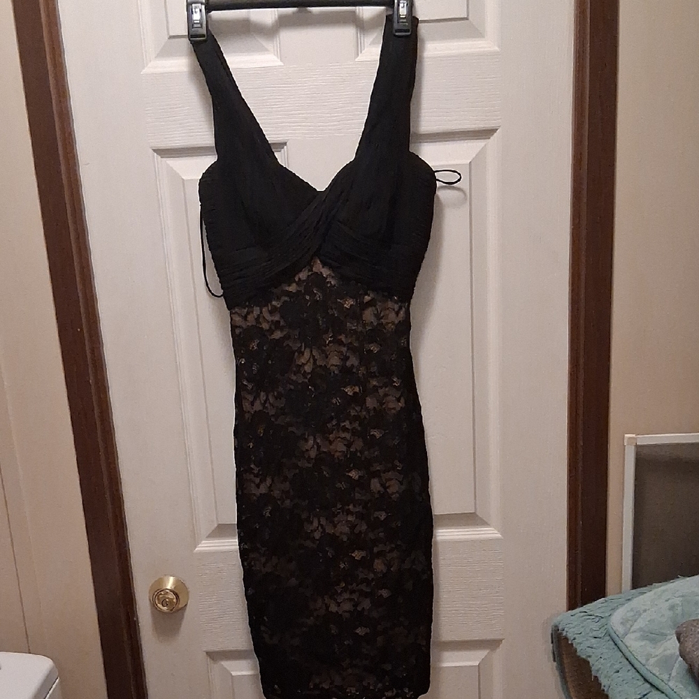 Helmut Lang Elegant Black Lace Backless Dress